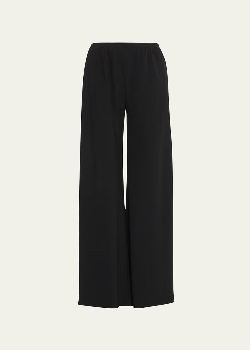 SPRWMN Wide Leg Pintuck Pants Black - Silk Trousers