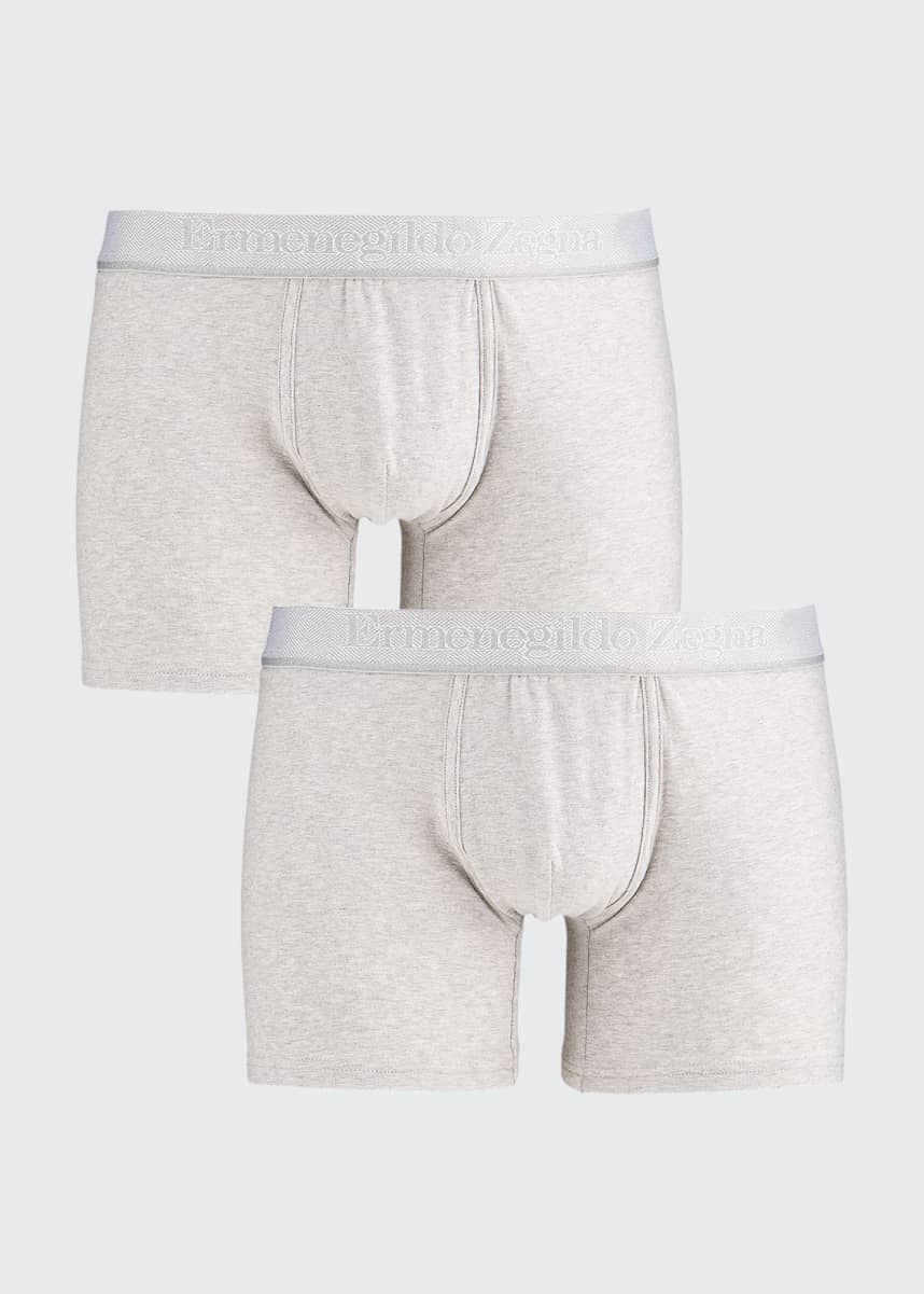 ZEGNA Men's 2-Pack Solid Cotton Boxer Briefs