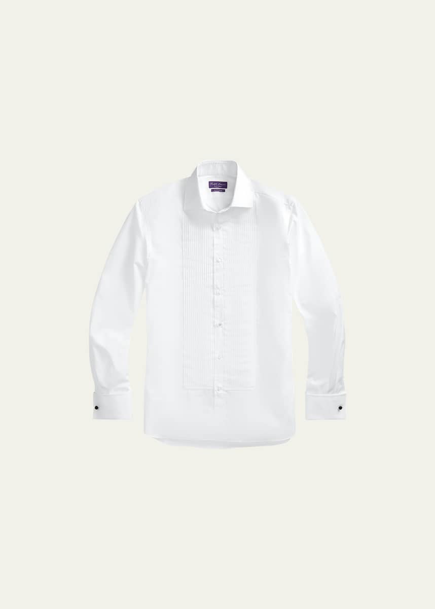Ralph Lauren Purple Label Solid Poplin Aston Pleated Formal Ds