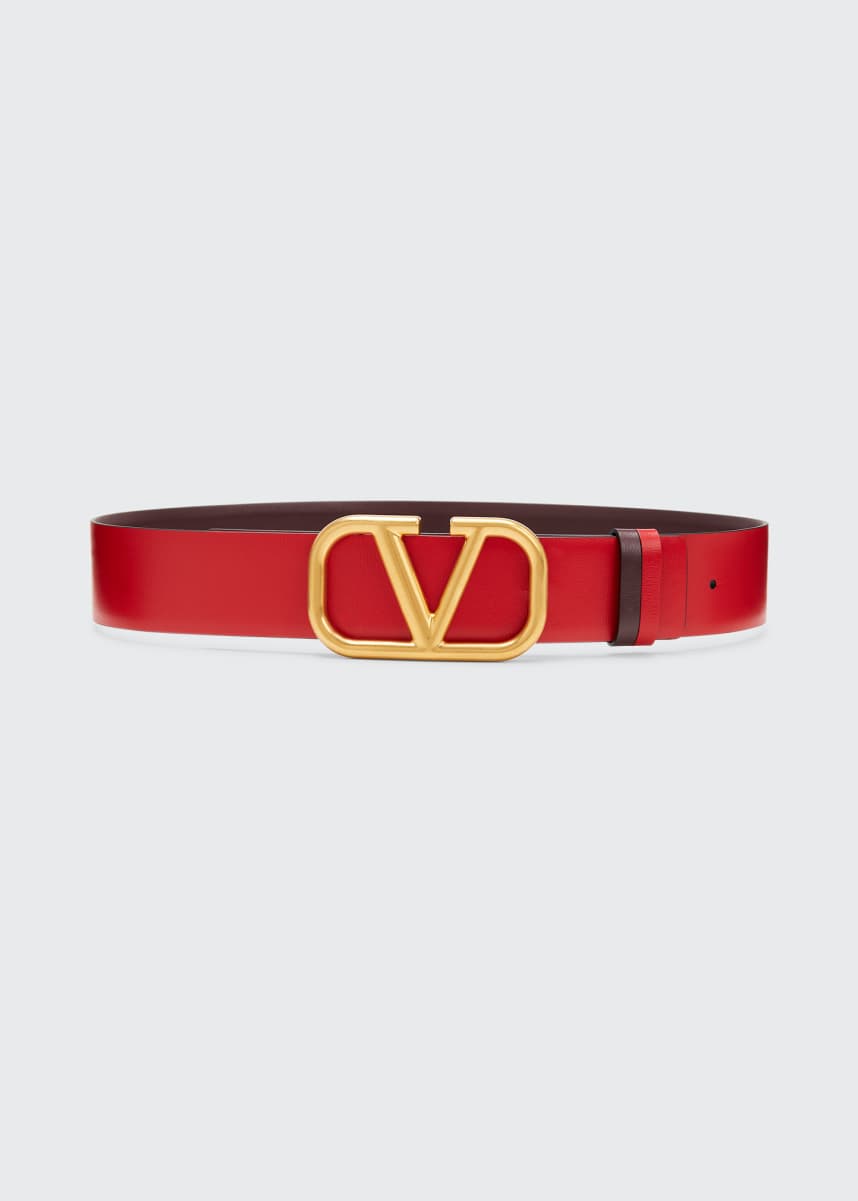 Valentino Rainbow Rhinestone V-Logo Leather Belt