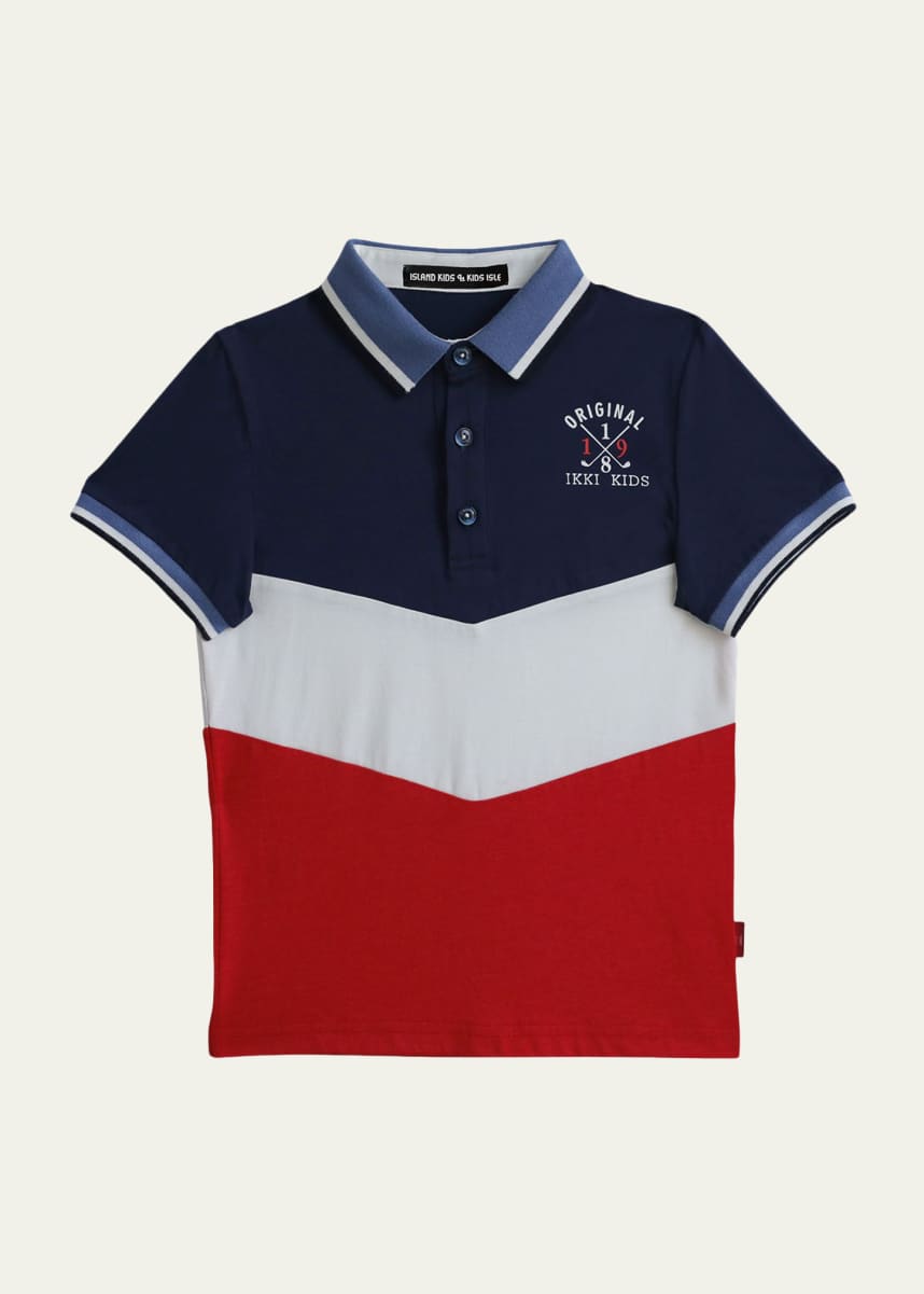 Island Kids & Kids Isle Boy's Embroidered Logo Colorblock Polo Shirt, Size 4-12
