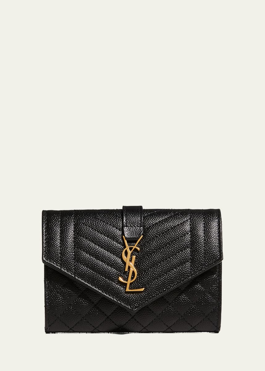 Saint Laurent Ysl Quilted Bifold Compact Wallet in Black