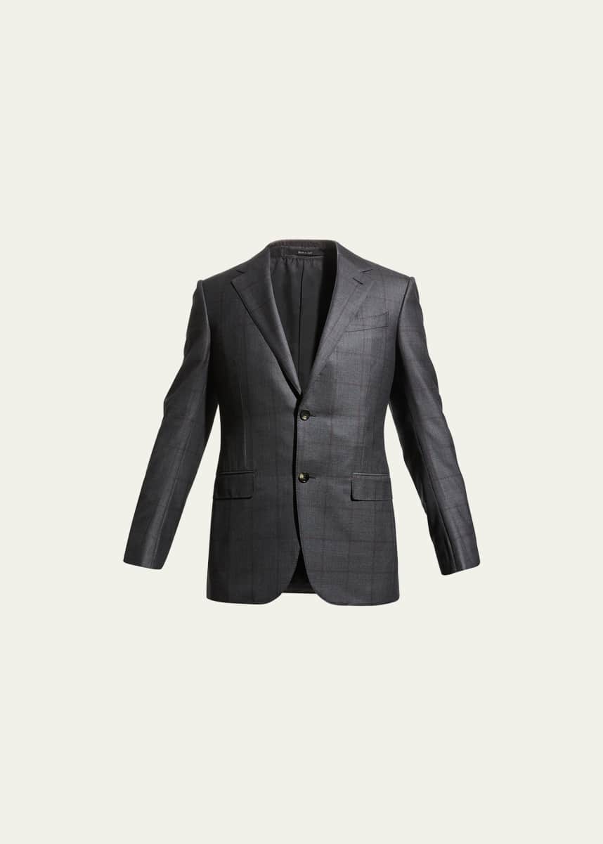 ZEGNA Men's Windowpane Wool-Silk Suit