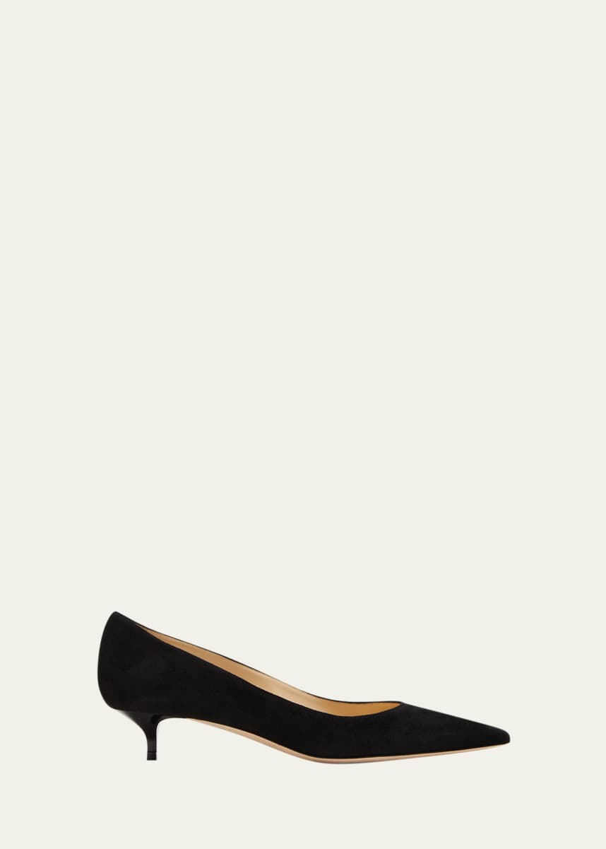 Jimmy Choo Amelia Suede Kitten-Heel Pumps, Black