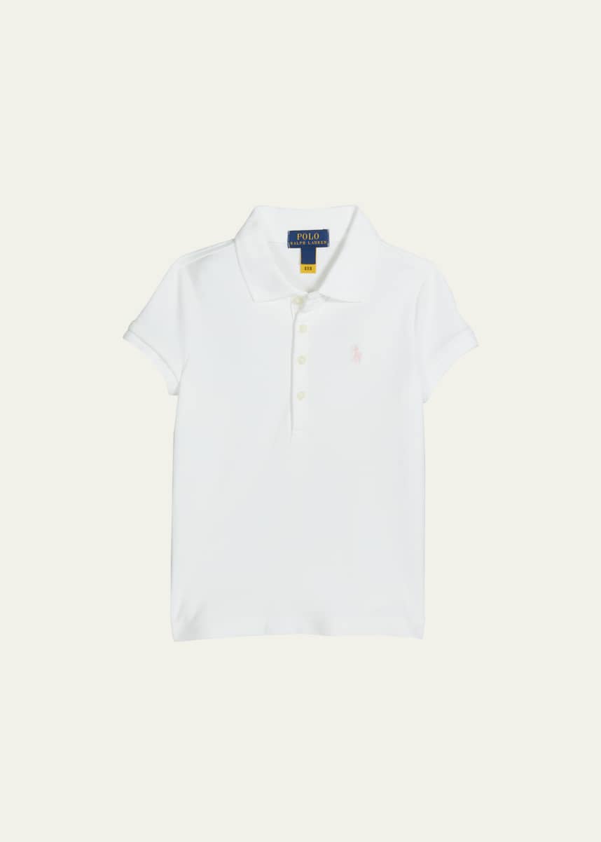 Ralph Lauren Childrenswear Girl's Logo Embroidered Short-Sleeve Polo Shirt, Size 2-6X