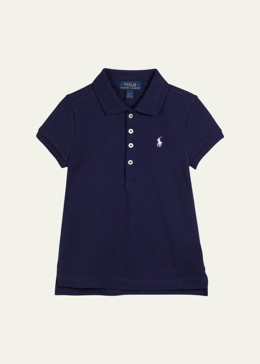 Ralph Lauren Childrenswear Girl's Logo Embroidered Short-Sleeve Polo Shirt, Size 2-6X