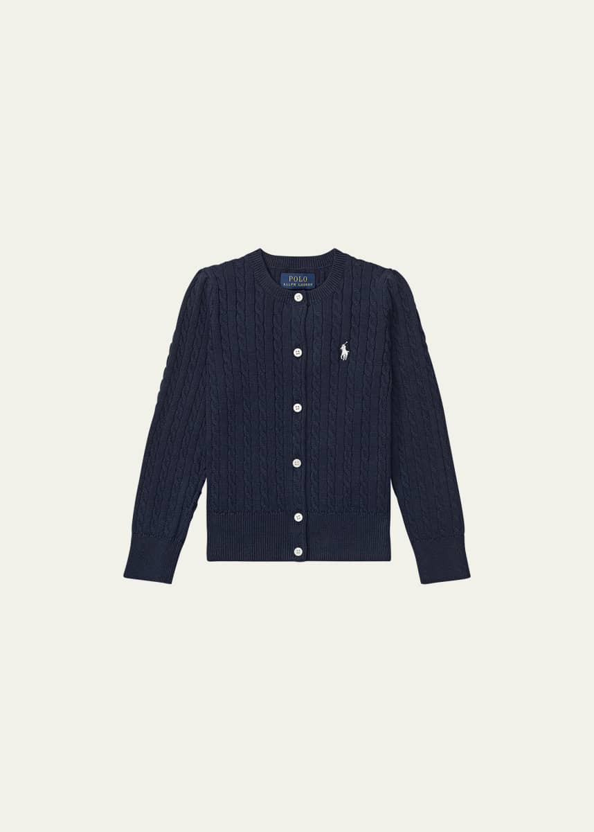 Ralph Lauren Childrenswear Girl's Cable-Knit Ribbed Cardigan, Size 2-6X