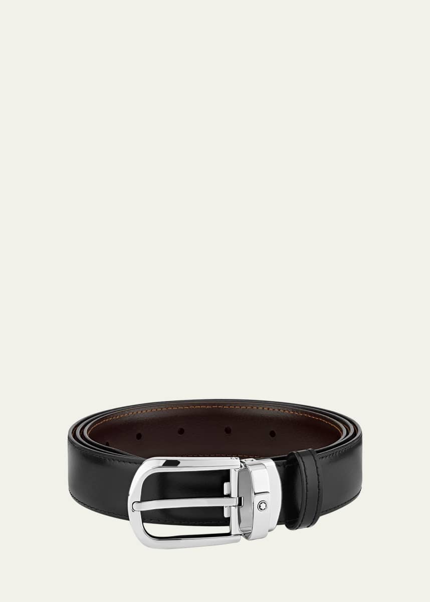 Montblanc Men's Horseshoe-Buckle Reversible Leather Belt