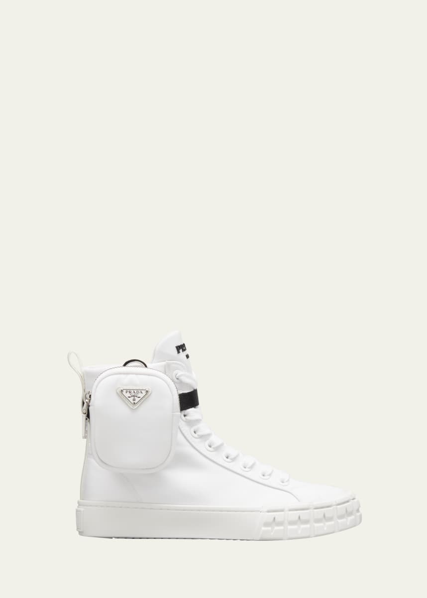 Prada Nylon Zip-Pouch High Sneakers