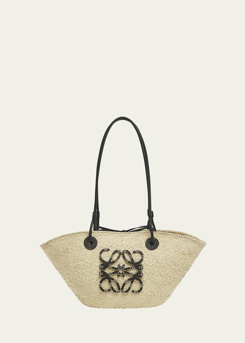 Loewe x Paula's Ibiza Anagram Small Basket Bag in Iraca Palm with Leather Handles