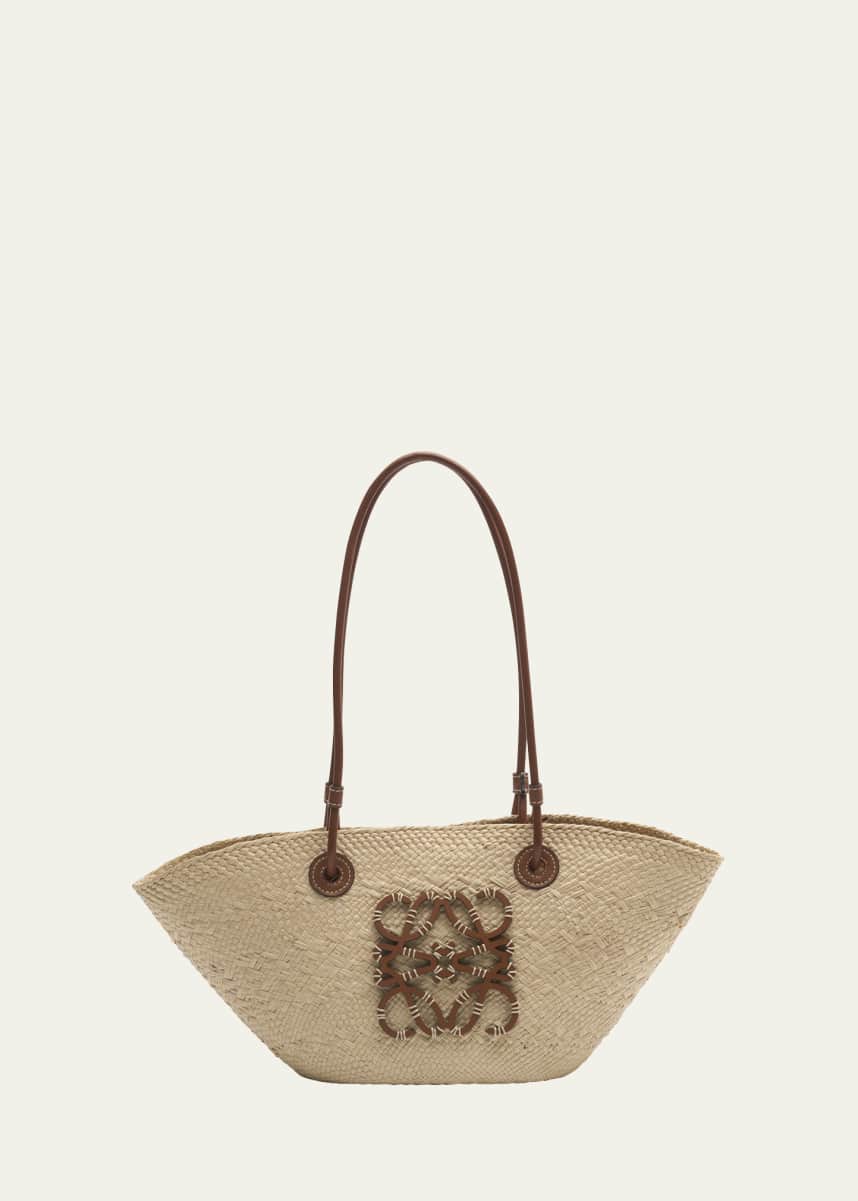 Loewe x Paula's Ibiza Anagram Small Basket Bag in Iraca Palm with Leather Handles
