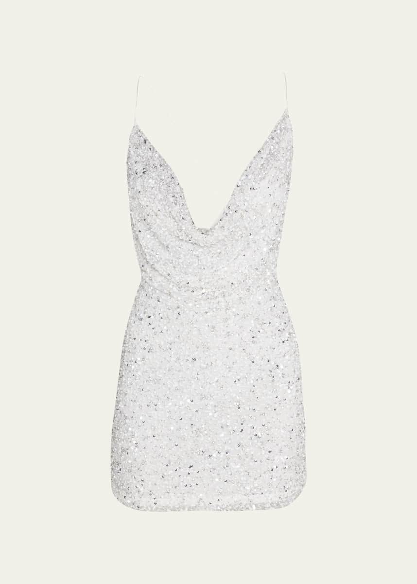 Retrofete Mich Sequined Cowl-Neck Cocktail Dress