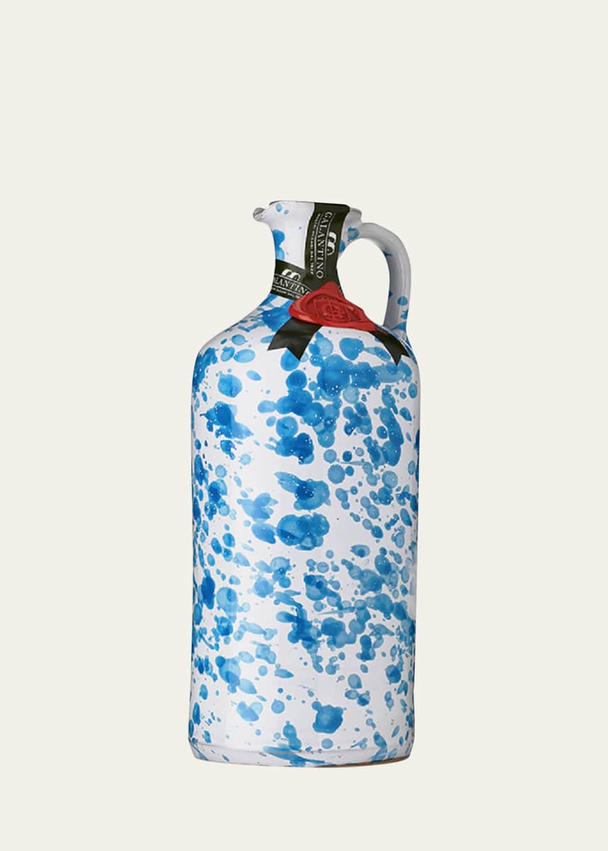 Frantoio Galantino Hand-Painted Turquoise Ceramic Bottle with Extra Virgin Olive Oil