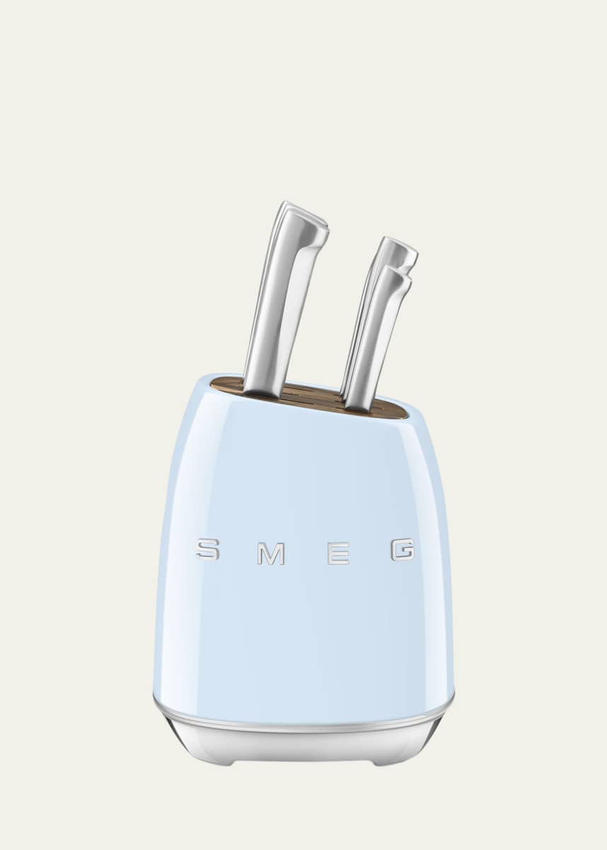 Smeg 7-Piece Knife Block Set, Pastel Blue