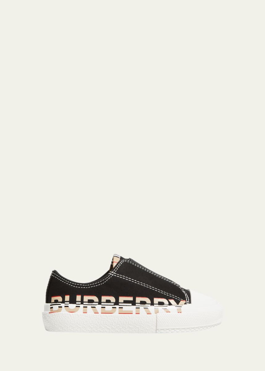 Burberry Kid's Larkhall Icon Stripe Logo Canvas Sneakers, Baby/Toddlers