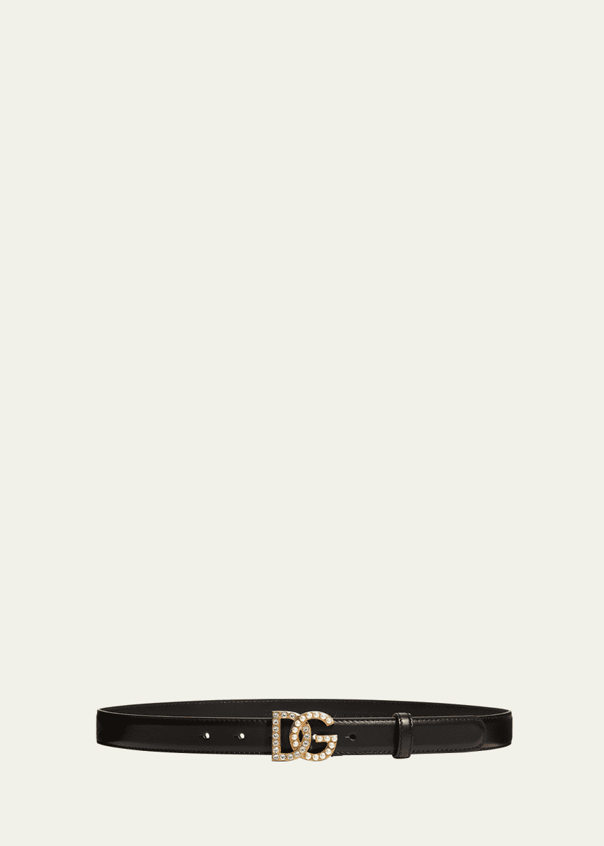 Dolce&Gabbana DG Swarovski Crystal & Pearl Leather Belt