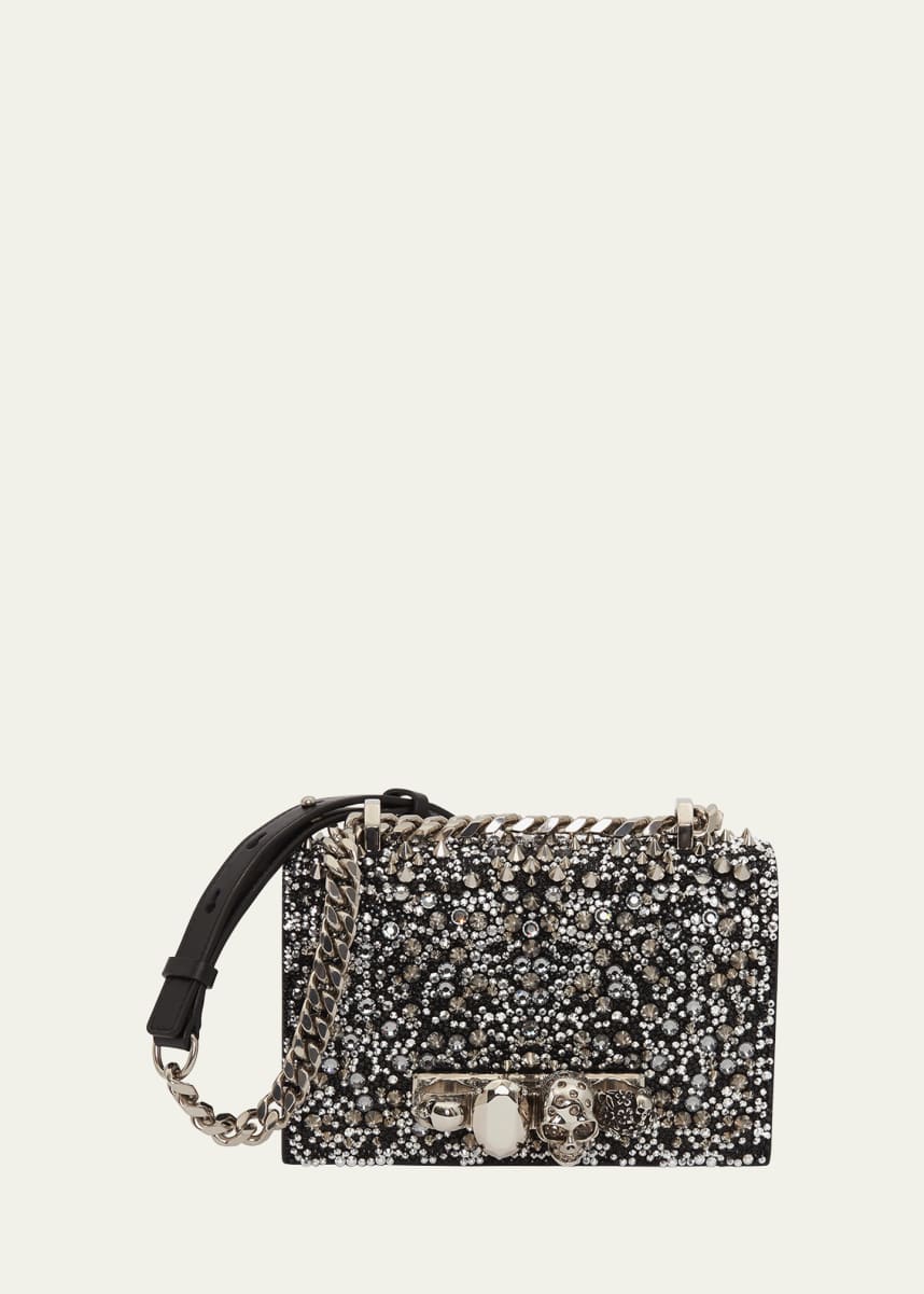 McQueen Jeweled Mini Crystal Satchel Bag