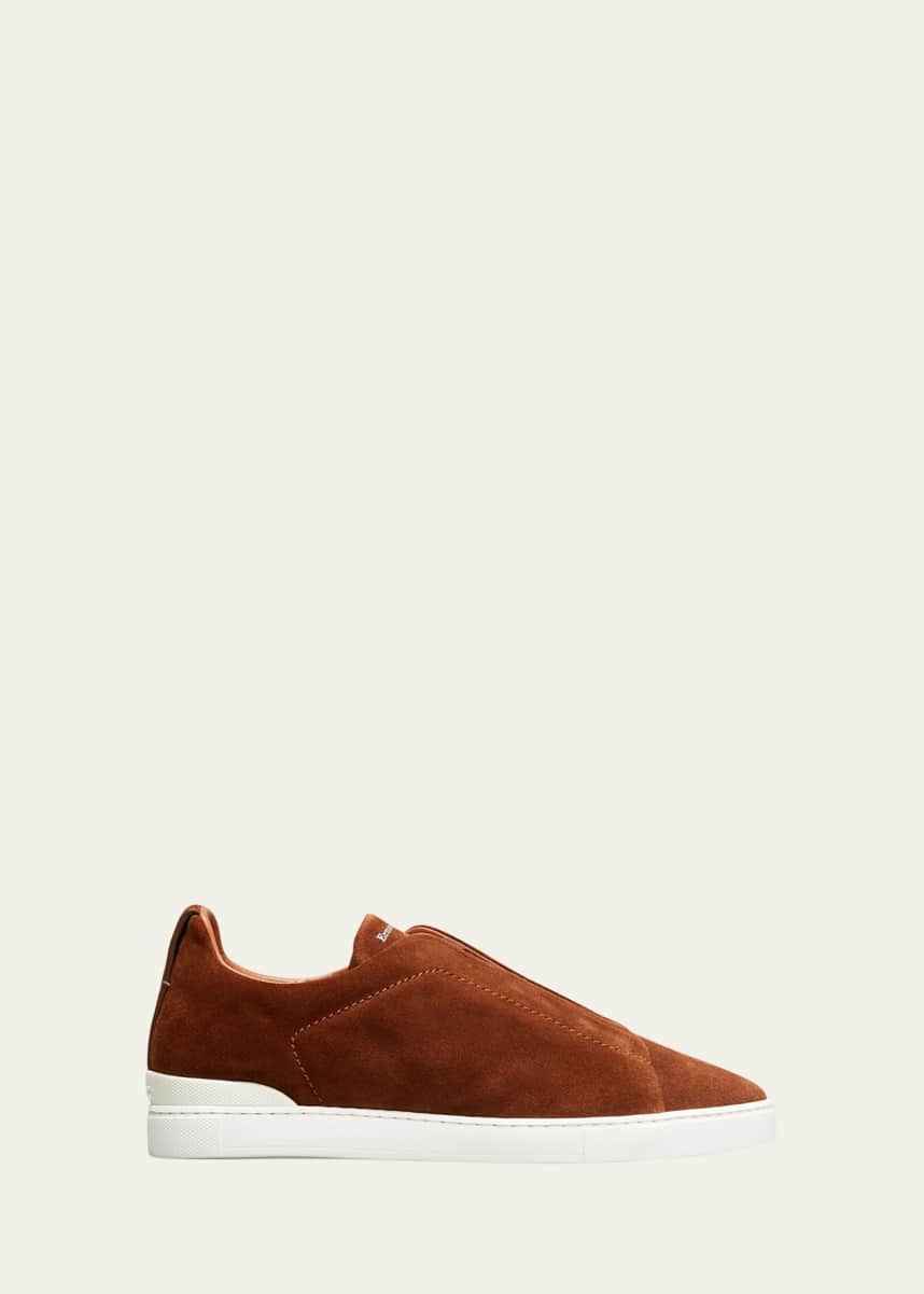 ZEGNA Men's Triple Stitch Suede Low-Top Sneakers