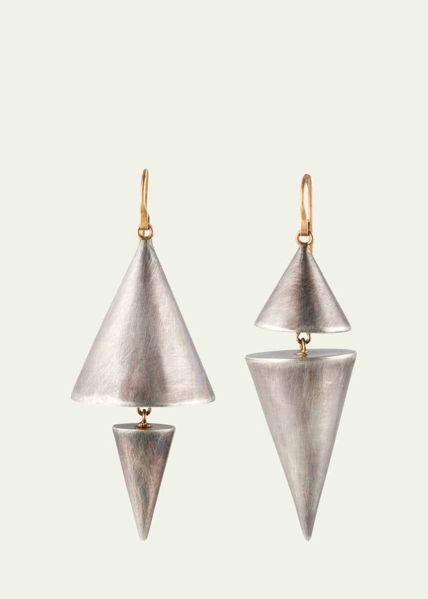 JUDY GEIB 18K Yellow Gold and Silver Cone Earrings