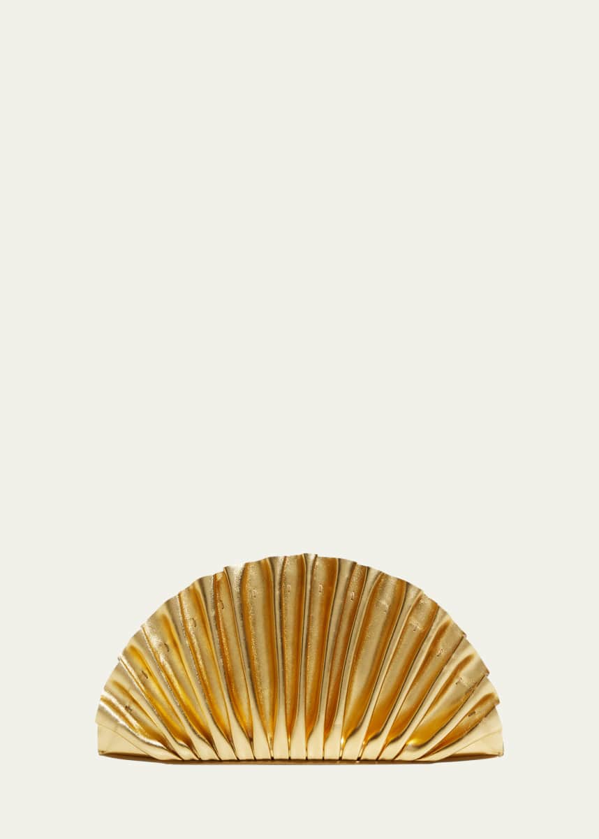 Cult Gaia Nala Mini Pleated Metallic Clutch Bag