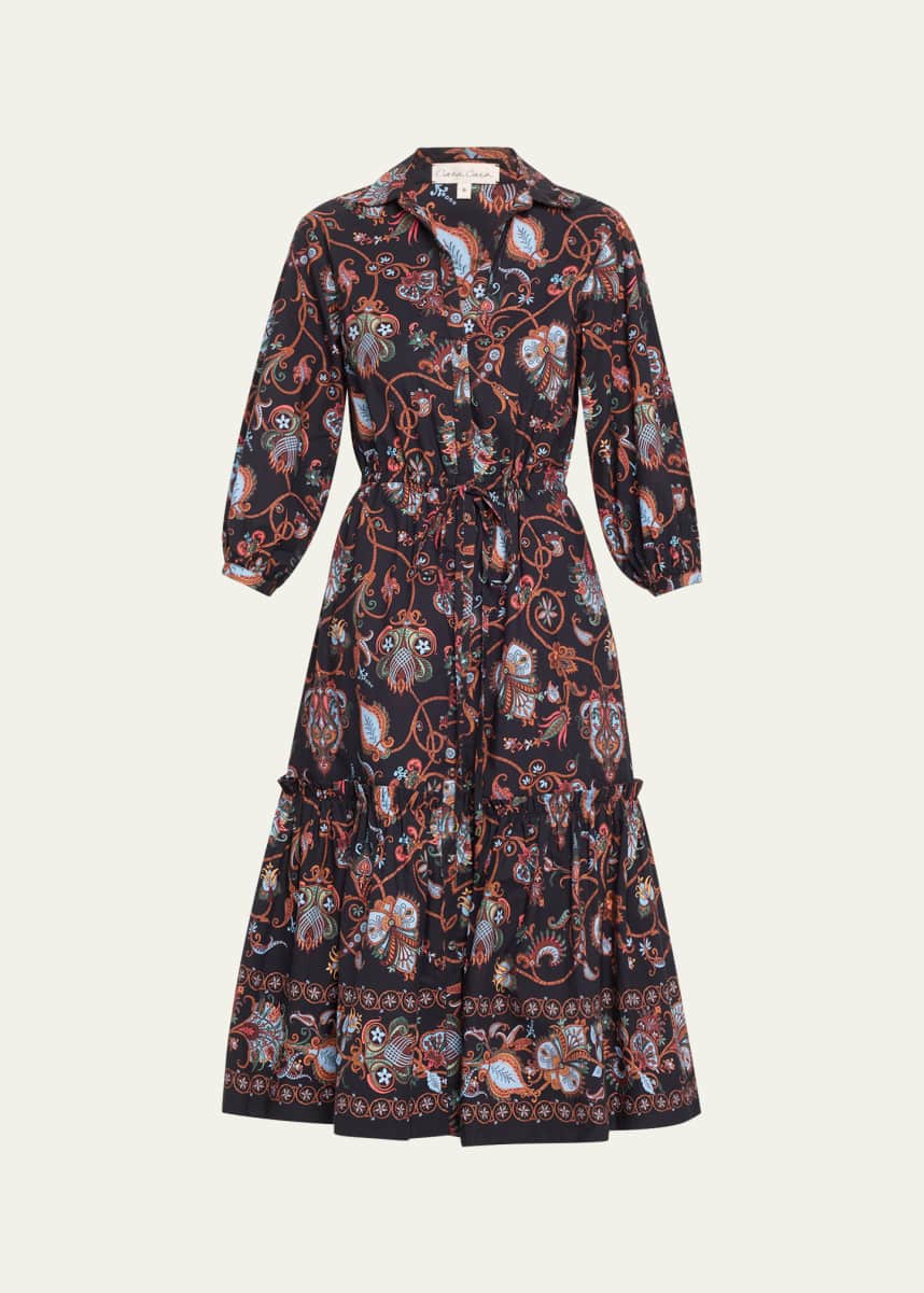 Cara Cara Hutton Puff-Sleeve Midi Shirtdress