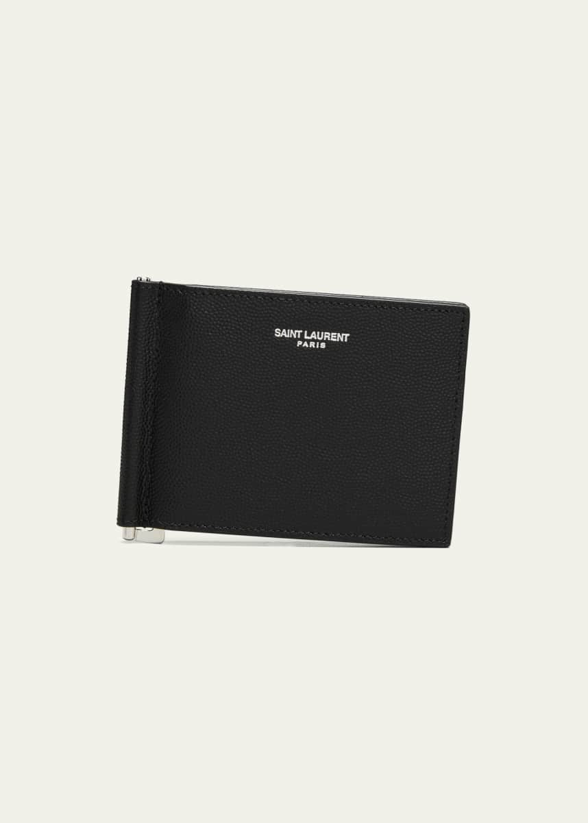 Saint Laurent Monogram Calf Leather Wallet With Money Clip in White for Men