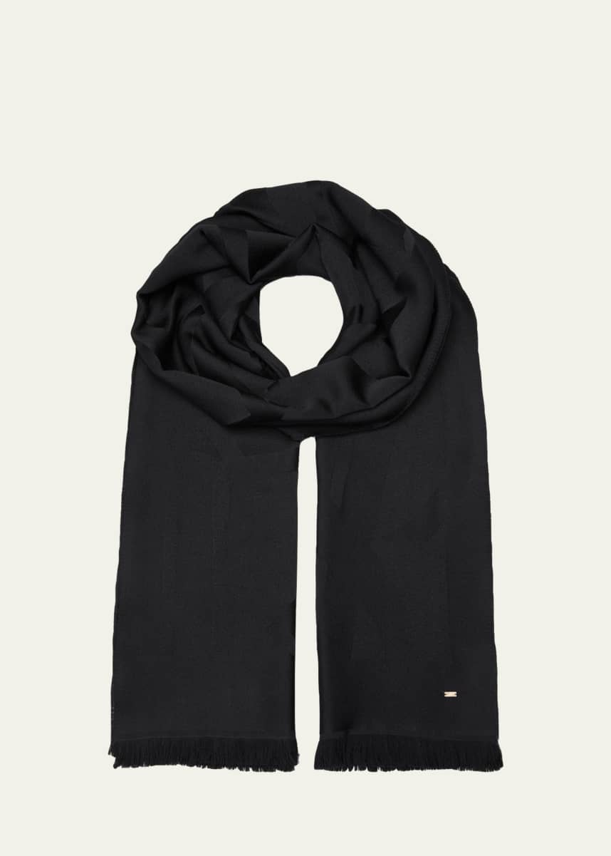 Saint Laurent Tonal YSL Wool Scarf