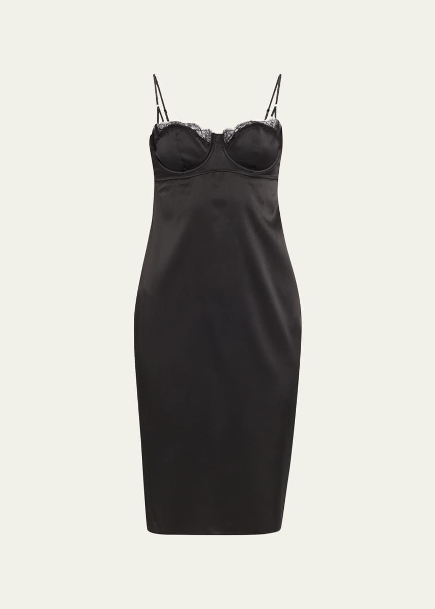 Kiki De Montparnasse Lace-Trim Sweetheart Silk Cocktail Dress