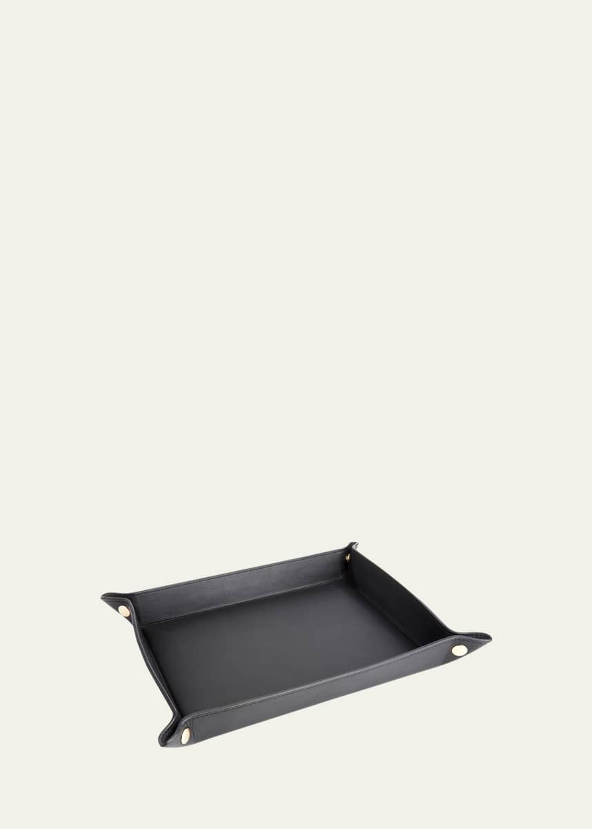 ROYCE New York Monogrammed Large Catchall Leather Valet Tray