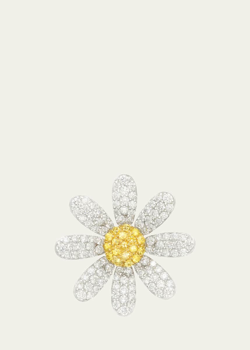 Mio Harutaka 18k White Gold Margaret Single Earring With Diamond And Yellow Sapphire