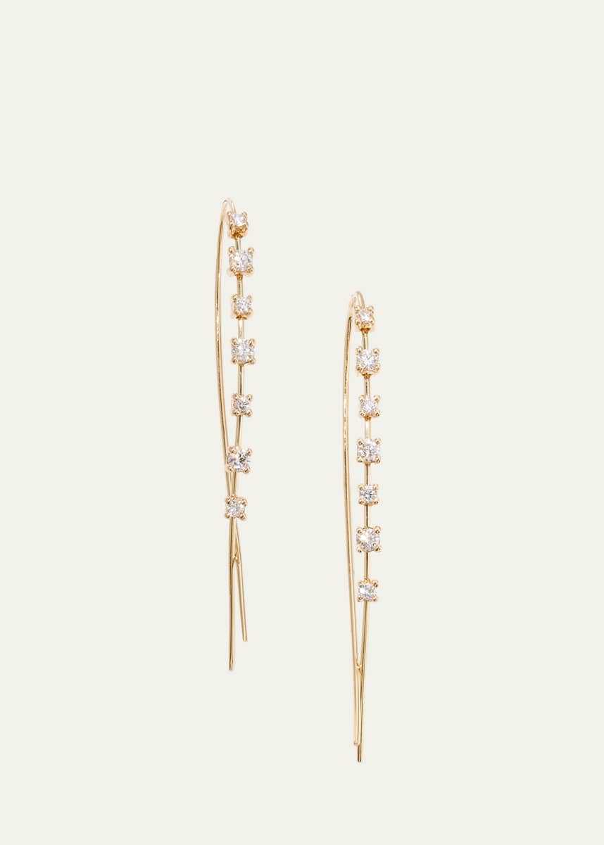 Lana Solo Mini Narrow Upside Down Hoop Earrings with Diamonds, 41mm