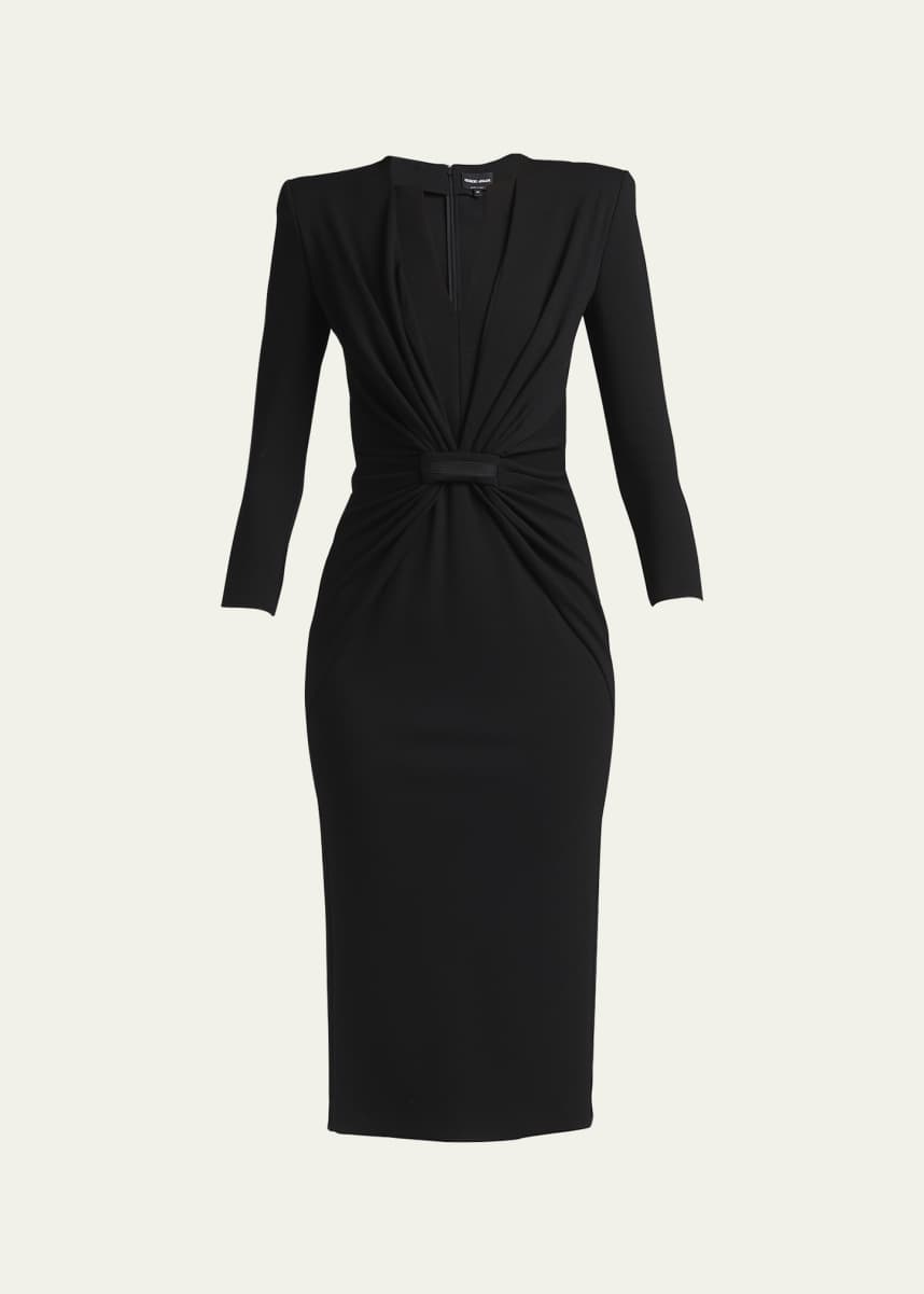 Giorgio Armani Draped Milano Stitch Midi Dress