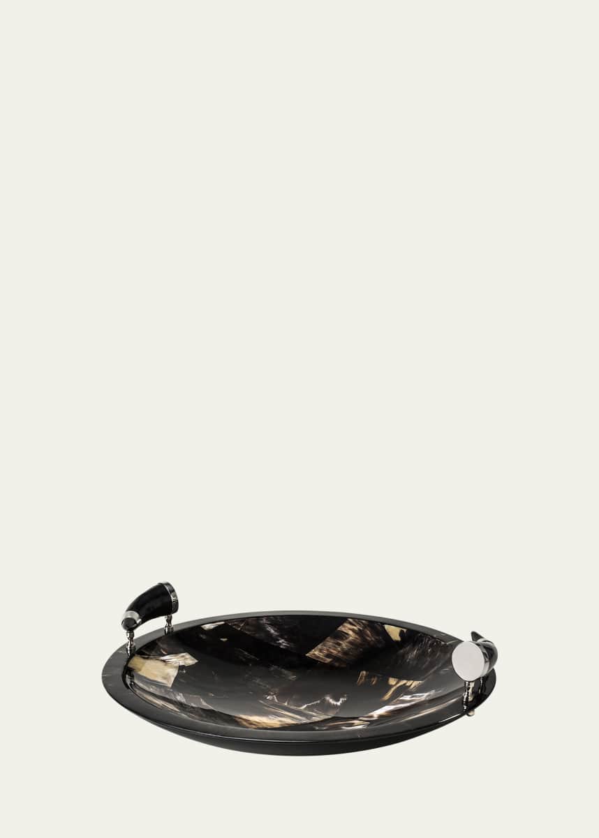 LADORADA Round Horn Veneer Platter With Horn Handles