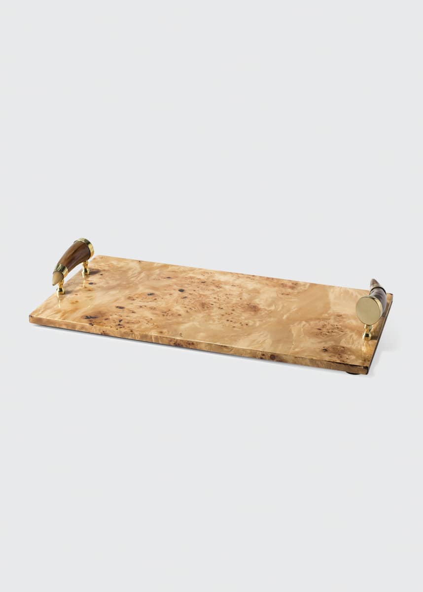 LADORADA Burl Veneer Large Serving Board With Horn Handles