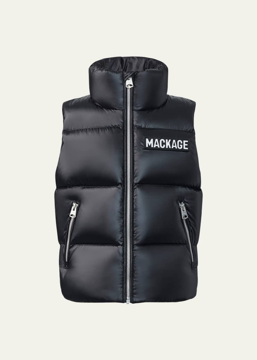 Mackage Kid's Charlee Quilted Logo Vest, Size 8-14