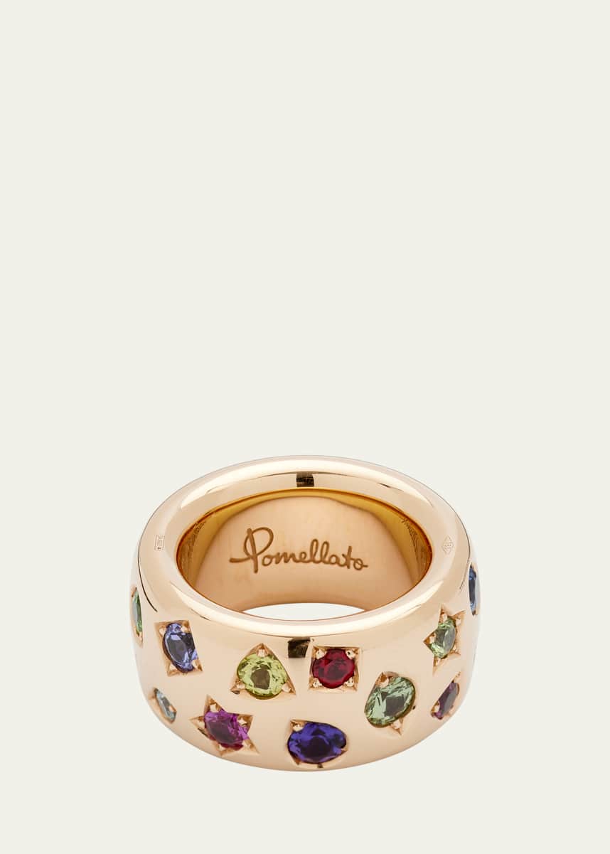 Pomellato Iconica Maxi 18K Rose Gold Ring with Multicolor Gemstones
