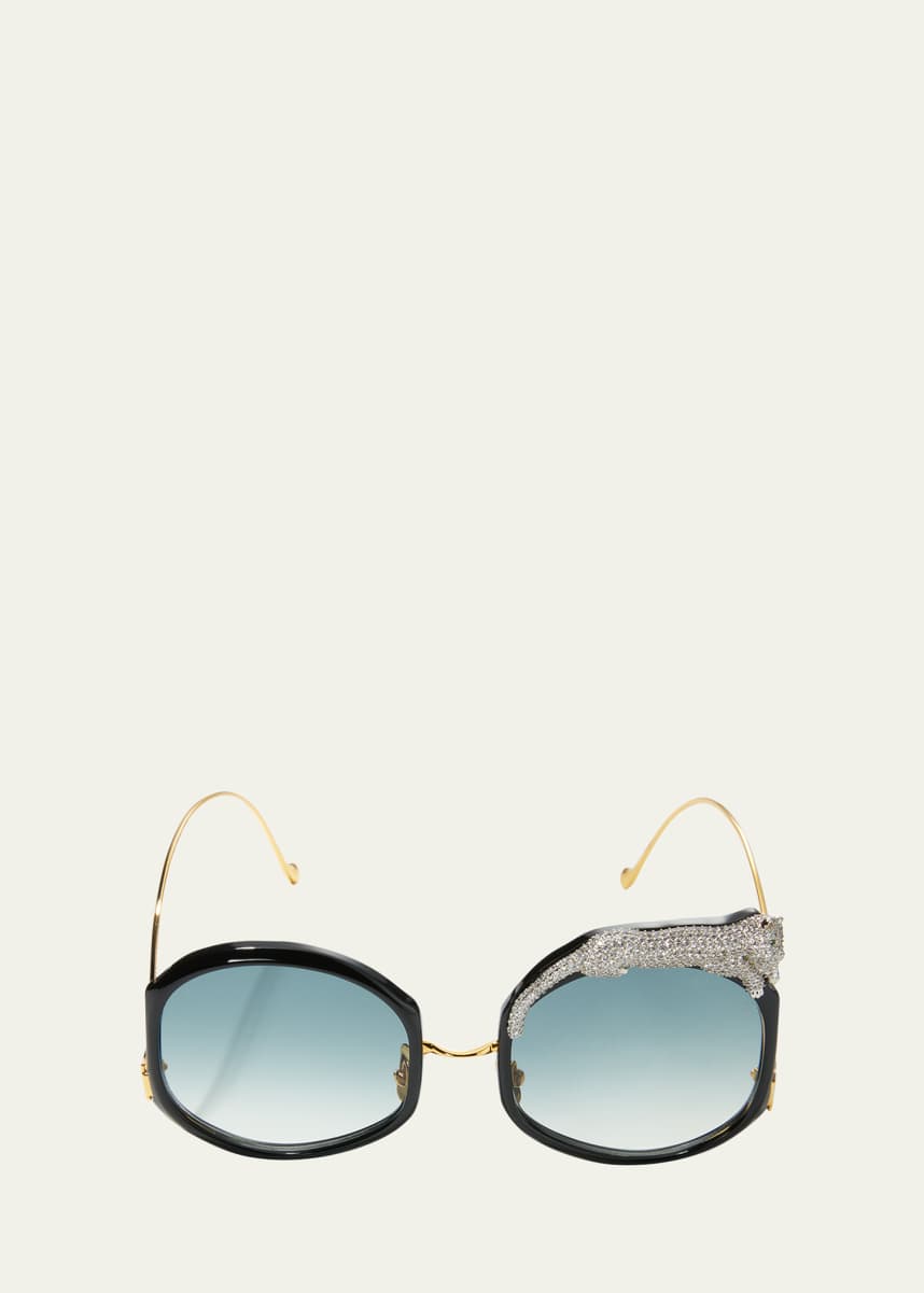Anna-Karin Karlsson Rose Et Le Reve Leopard Round Acetate Sunglasses