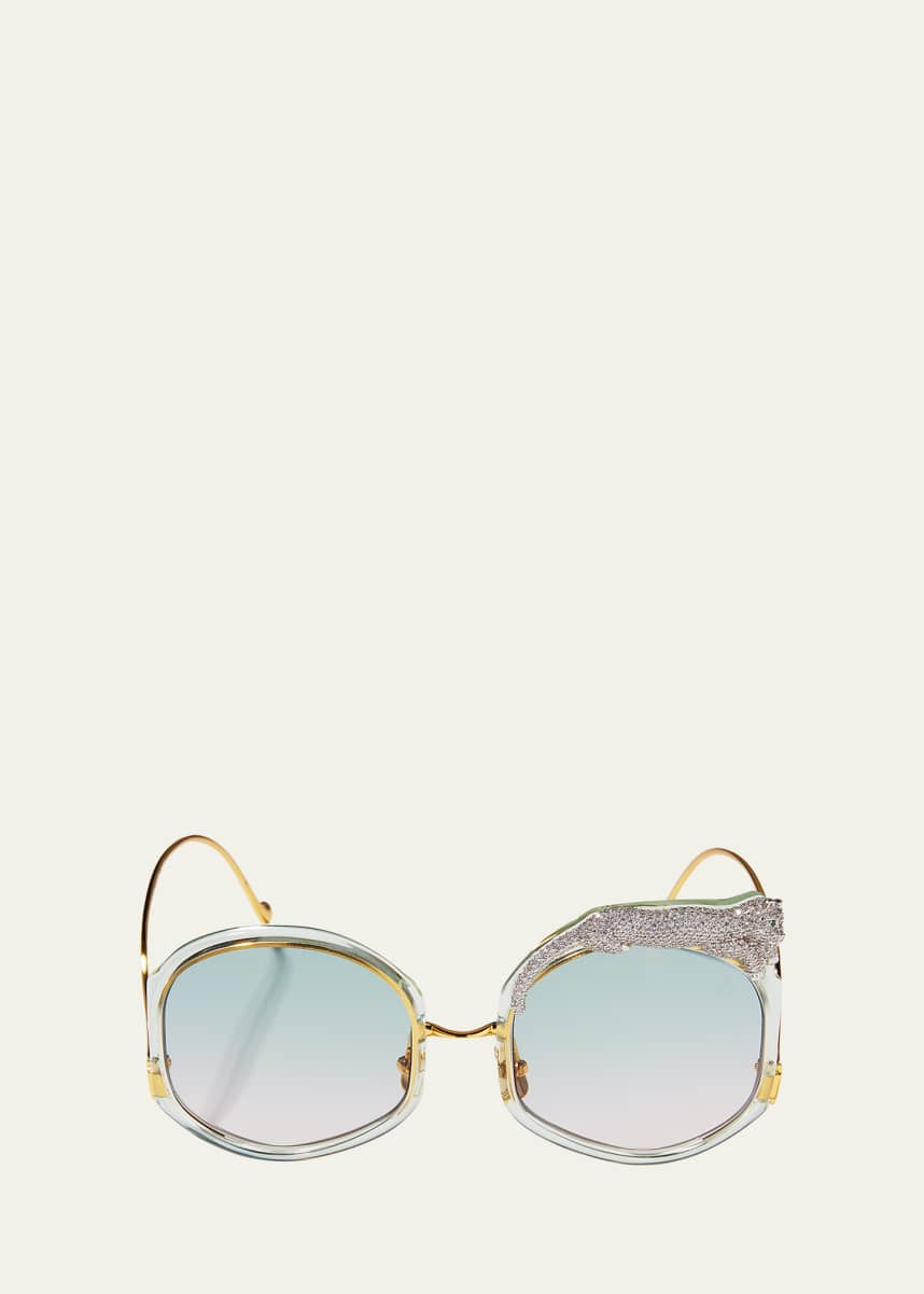 Anna-Karin Karlsson Rose Et Le Reve Leopard Round Acetate Sunglasses