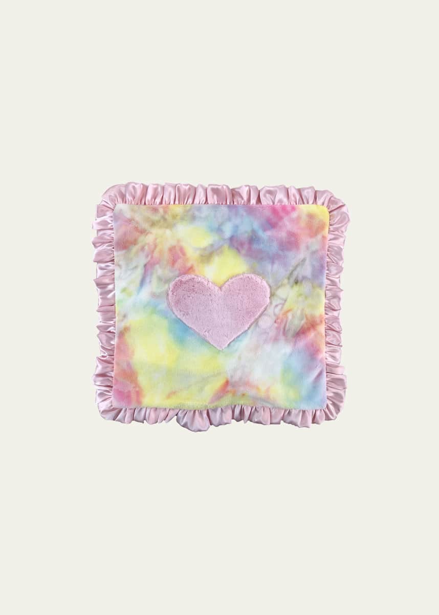 Boogie Baby Tie-Dye Heart Satin-Trim Baby Blanket