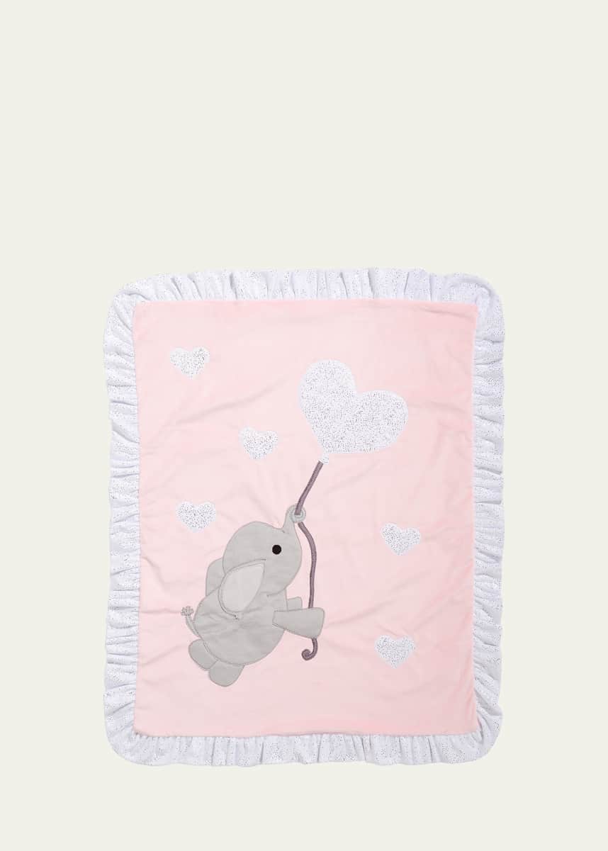 Boogie Baby Elephant and Star Baby Blanket w/ Contrast Trim
