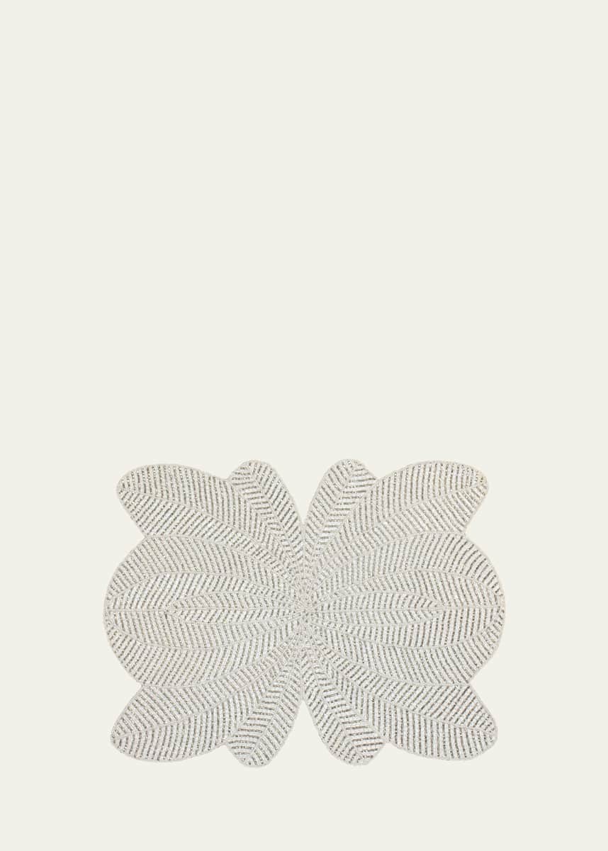 Nomi K White Peacock Design Hand Beaded Placemat