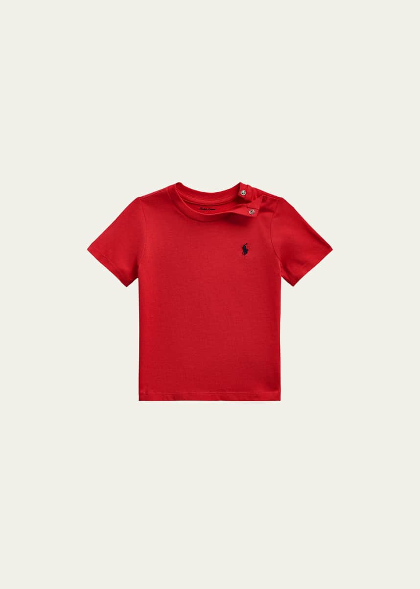 Ralph Lauren Childrenswear Boy's Cotton Jersey Crewneck Tee, Size 3-24M
