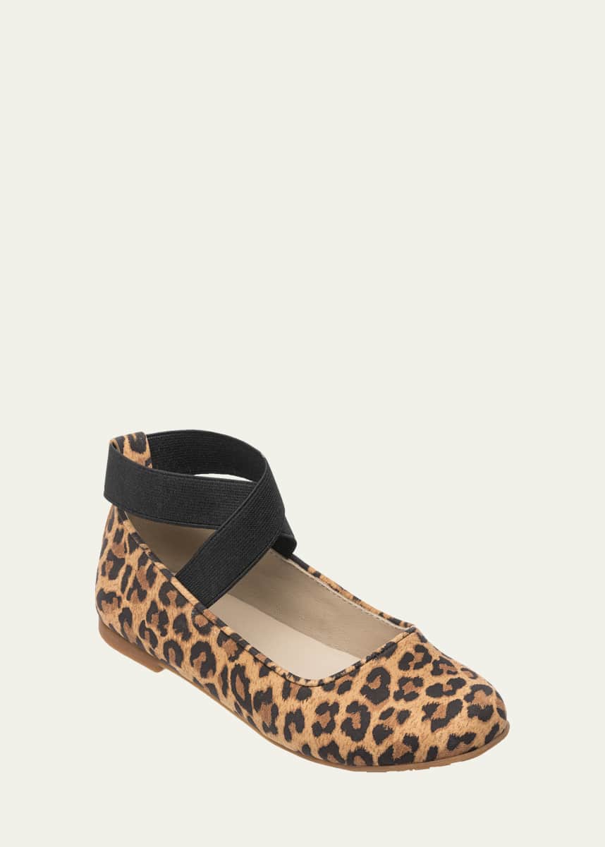 Elephantito Girl's Melissa Leopard-Print Crisscross Flats, Toddler/Kids