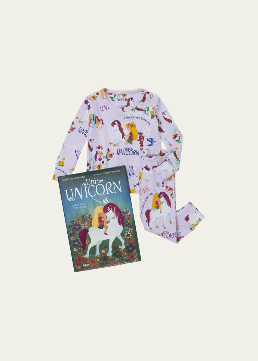 Books To Bed Girl's Uni the Unicorn Printed Pajama Gift Set, Size 12-24M