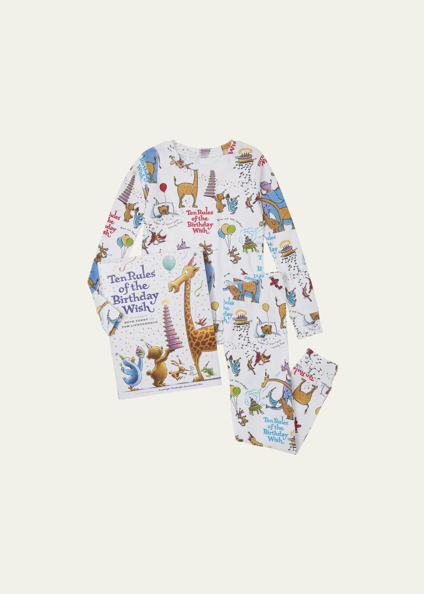 Books To Bed Kid's 10 Rules Of The Birthday Wish Pajama Book Set, Size 2-6
