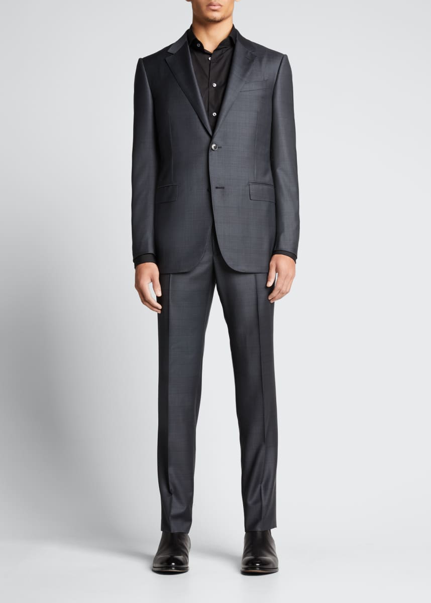 ZEGNA Men's Prince of Wales Wool-Silk Suit