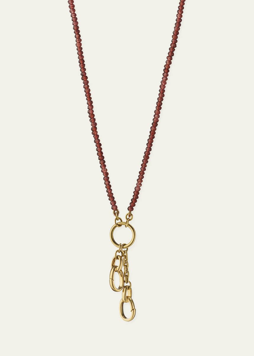 Monica Rich Kosann 18" 18k Yellow Gold Enhancer Chain Necklace w/ Facetted Garnet Beads