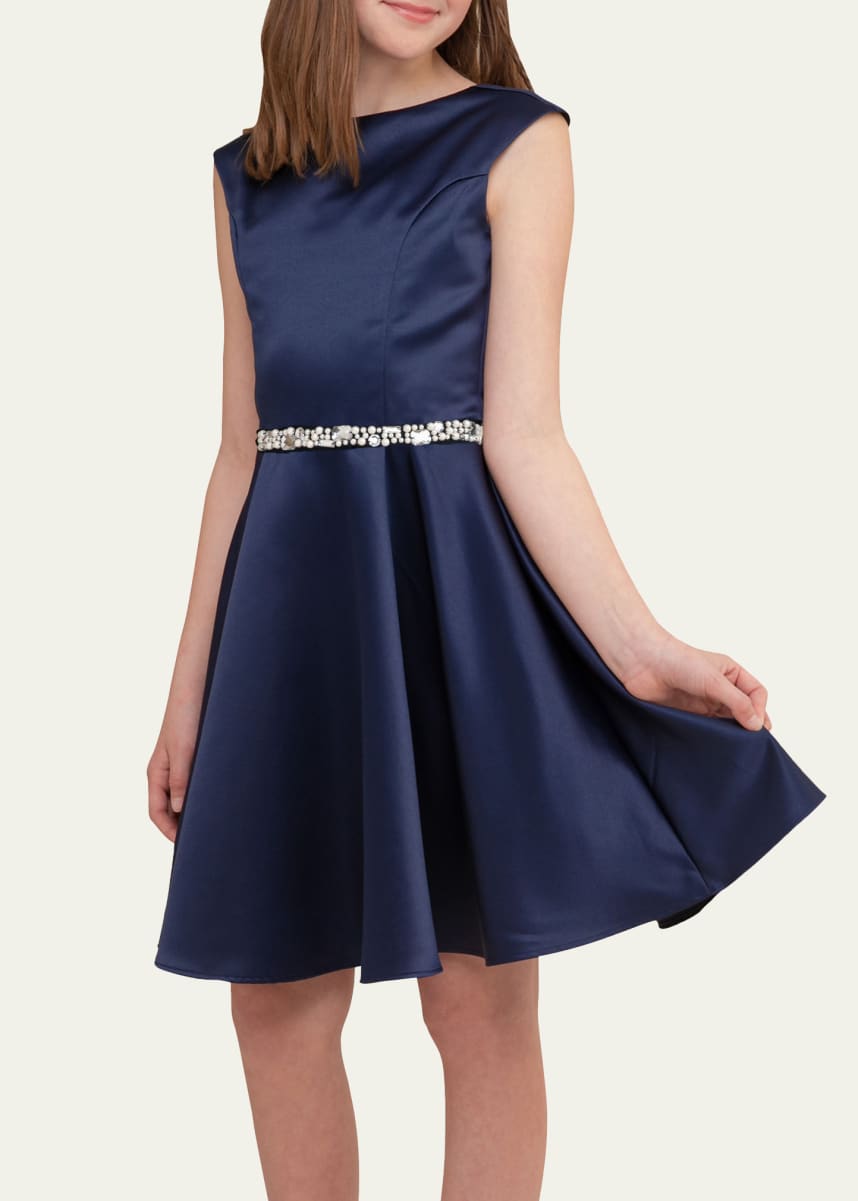 Un Deux Trois Girl's Fit-and-Flare Belted Dress, Size 7-20