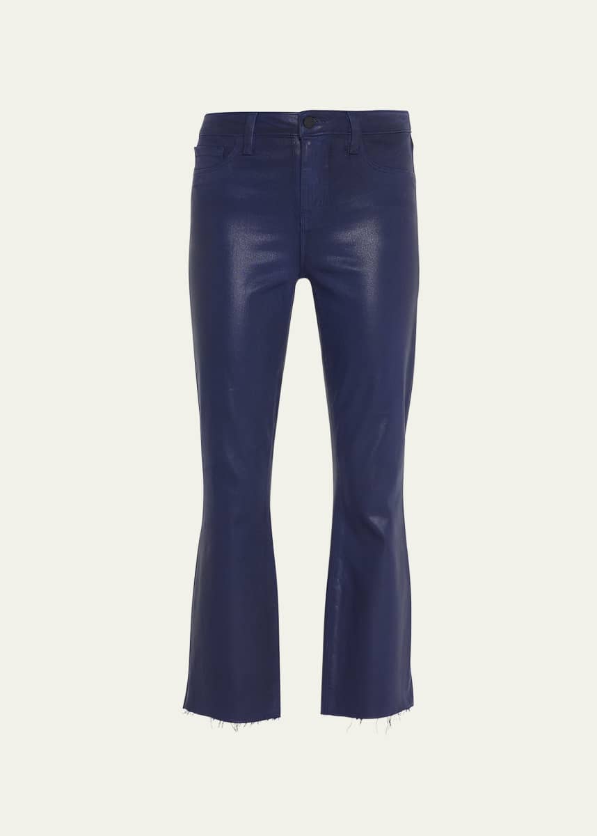 L'Agence Kendra High-Rise Coated Crop Flare Jeans