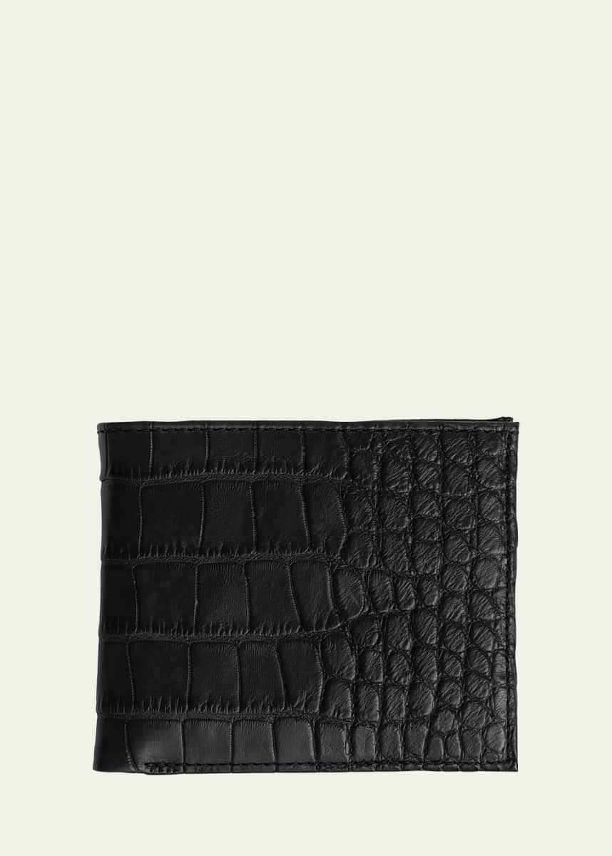 Abas Men's Matte Alligator Leather Bifold Wallet w/ ID Window